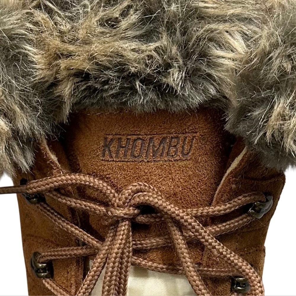 Khombu Allie Waterproof Brown Faux Fur Winter Lace-Up Duck Boots Size 7 - Picture 7 of 13